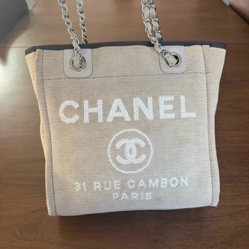 CHANEL Mini Deauville Canvas Tote | 100% Authentic - Picture 6 of 14